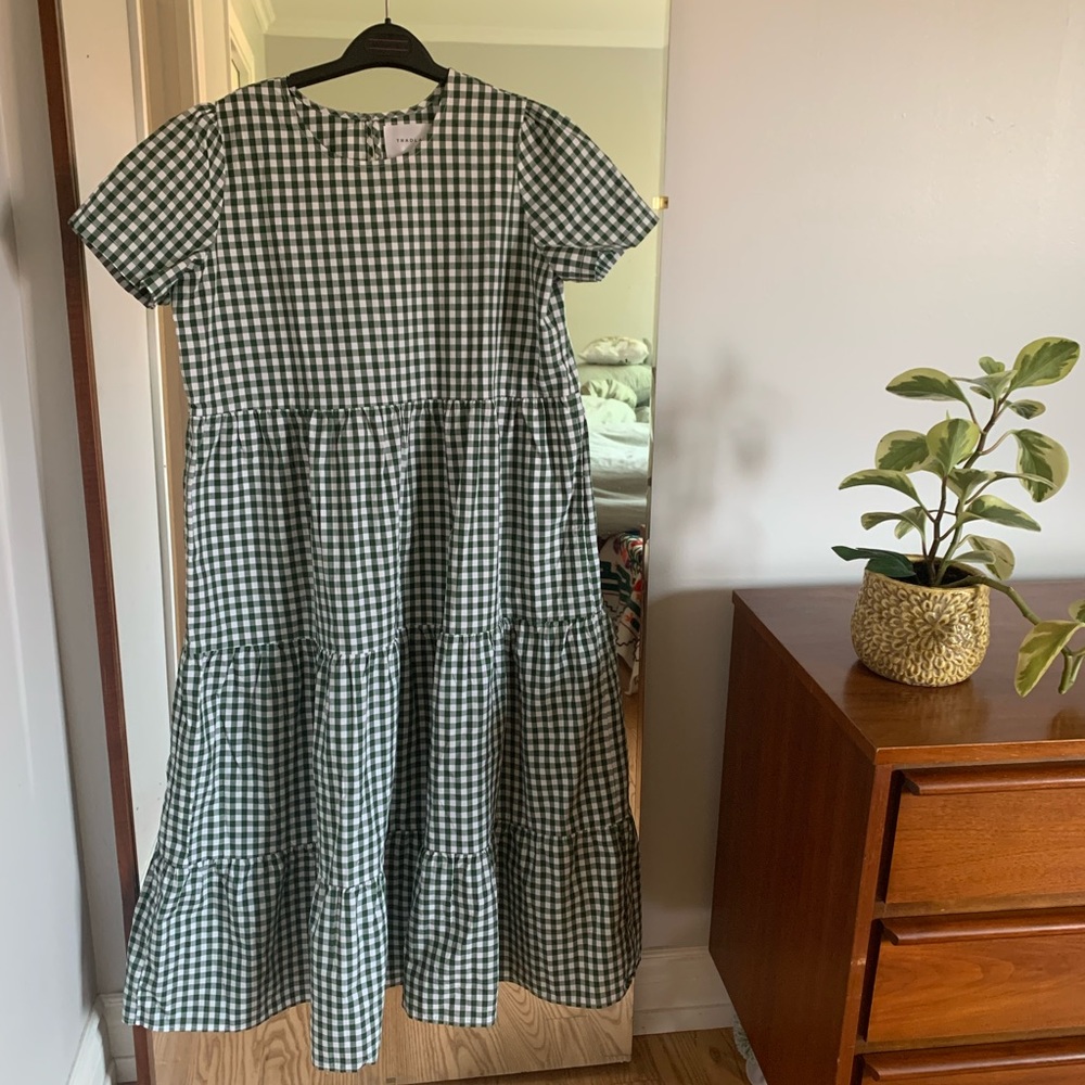 Tradlands Chalet Tiered Evergreen Gingham Dress